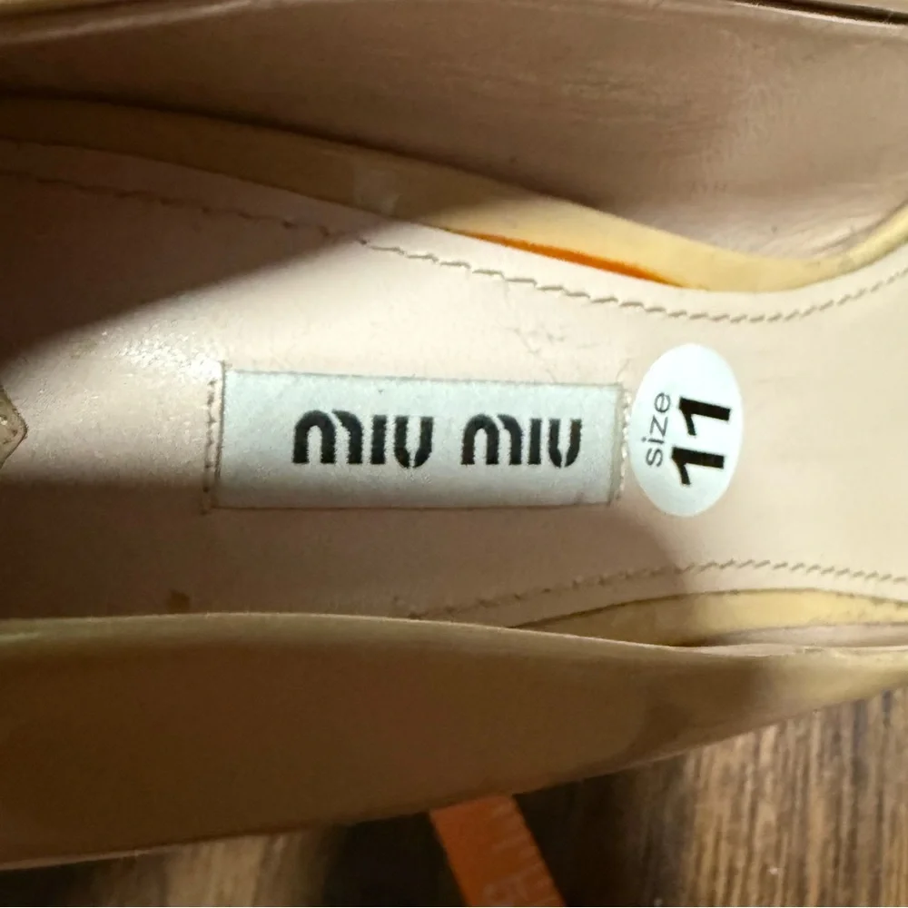 miu miu Open Toe Tan Nydea Platform Heels size 10